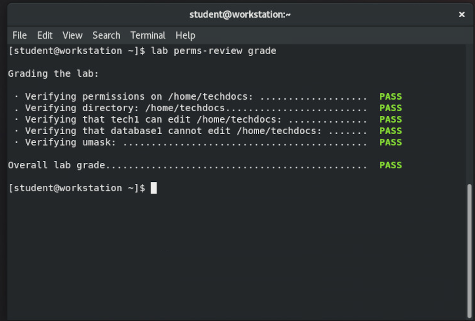 Screenshot of the output of the lab grading script